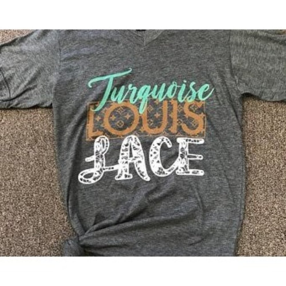 Turquoise Louis Lace Tee Medium